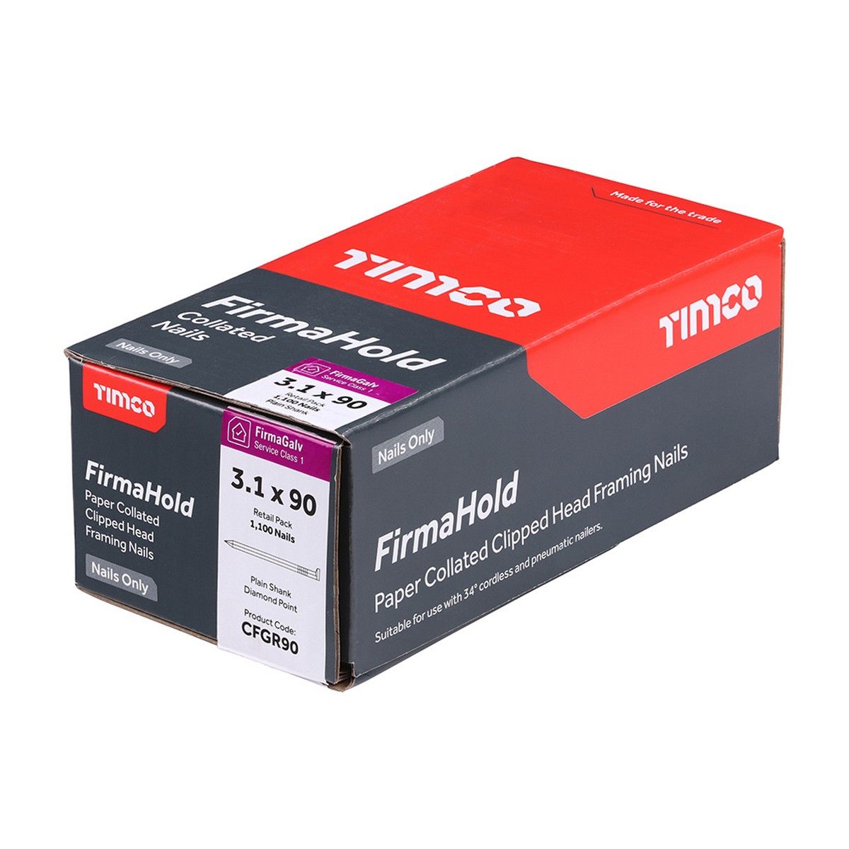 FirmaHold Plain Shank Firmagalv Nails 3.1 x 90mm (Box of 1100)
