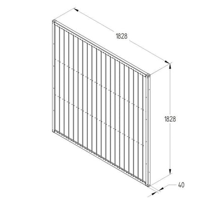 Forest Vertical T&G Fence Panel 6ft x 6ft (1.83mtr x 1.83mtr) - Treated Timber (Pack of 4)