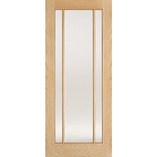 Lincoln Solid Core Internal Door - Unfinished - 3L Clear Glazed 2040 x 726mm Oak OLING726