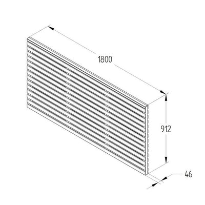 Forest Contemporary Double Slatted Fence Panel 1.8m x 0.9m Treated Timber (Pack of 3)