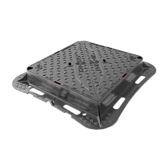 Wrekin D400 Double Tri Ductile Iron Highway Cover & Frame - 600 x 450 x 100mm