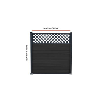 Piranha In-Ground Composite Fence Kit inc Diagonal Trellis 6ft - Black Carbon