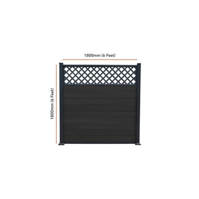 Piranha In-Ground Composite Fence Kit inc Diagonal Trellis 6ft - Black Carbon