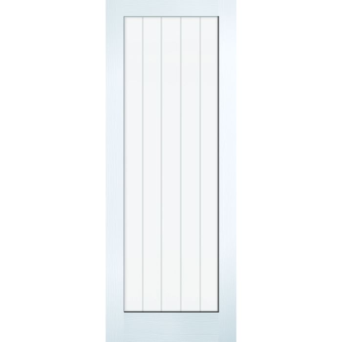 LPD Textured Vertical 1L Clear/Frosted Lines Glazed Internal Door 1981 x 762mm Primed White Composite