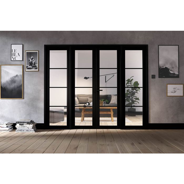LPD Soho W8 Glazed Internal Room Divider Set 2031 x 2478mm Black Primed
