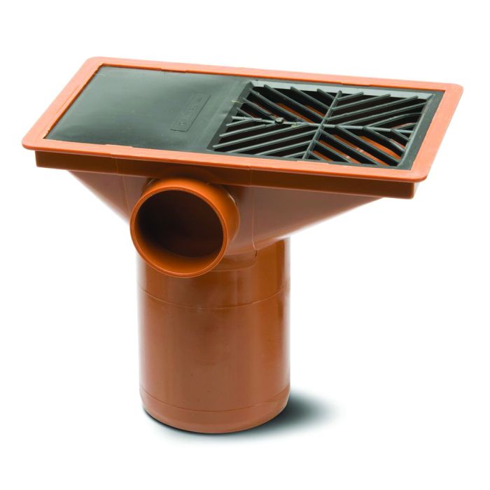 Polypipe 110mm Rectangular Hopper PP Grid - Terracotta & Black - 275 x 175mm - UG428