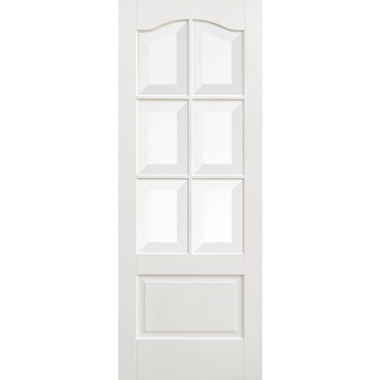 Kent Solid Core Internal Door - Primed - 6L Clear Bevelled Glazing 1981 x 686mm White WFKENCG27