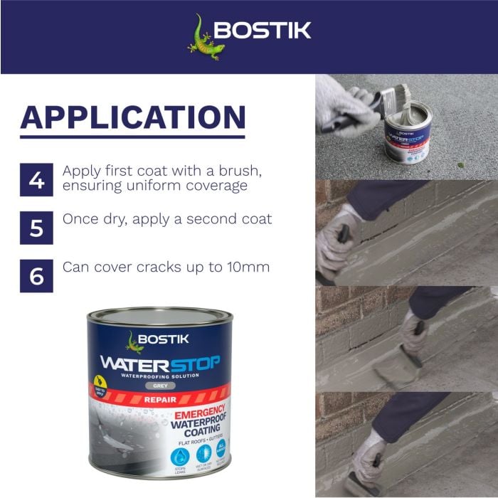 Bostik WATERSTOP Emergency Waterproof Coating 1kg - Grey
