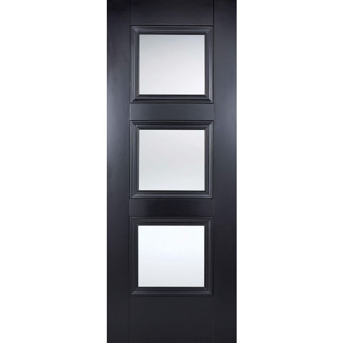 LPD Amsterdam 3L Glazed Internal Door 1981 x 838mm Black Primed Plus