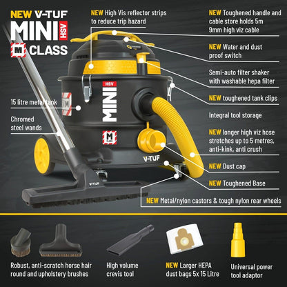 V-TUF MINI M-CLASS Vacuum Cleaner (110v) Black & Yellow - MINI110