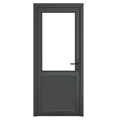Crystal uPVC Open In Single Door (Left Hand) Half Glass/Half Panel 920 x 2090mm Clear - Grey External/White Internal