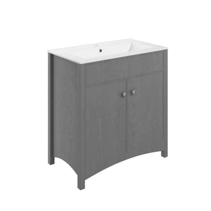 Modbury Floor Standing Vanity Unit & Basin 810mm - Grey Ash