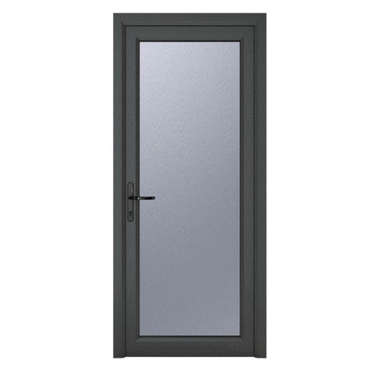Crystal uPVC Open In Single Door (Right Hand) Full Glass 840 x 2090mm Obscure - Grey External/White Internal