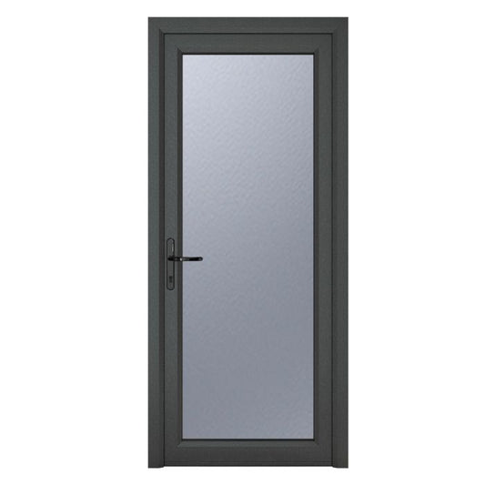 Crystal uPVC Open In Single Door (Right Hand) Full Glass 890 x 2090mm Obscure - Grey External/White Internal