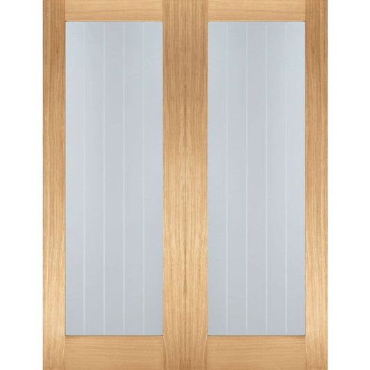 LPD Mexicano Pattern 10 Glazed Internal Door Pairs 1981 x 1524mm Unfinished Oak