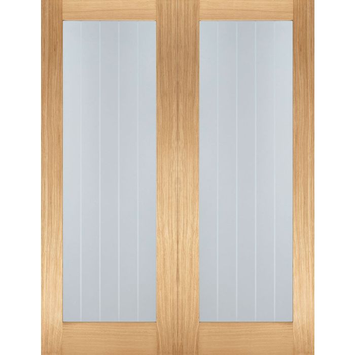 LPD Mexicano Pattern 10 Glazed Internal Door Pairs 1981 x 1219mm Unfinished Oak