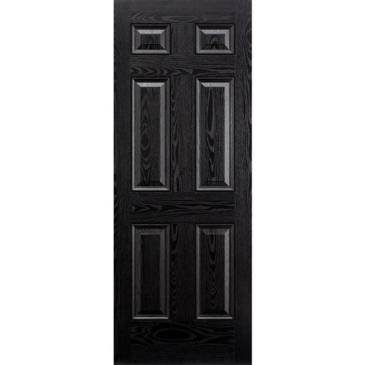 Colonial 6P GRP External Door - 1981 x 838mm Black out/White in GRPCOLBLA33