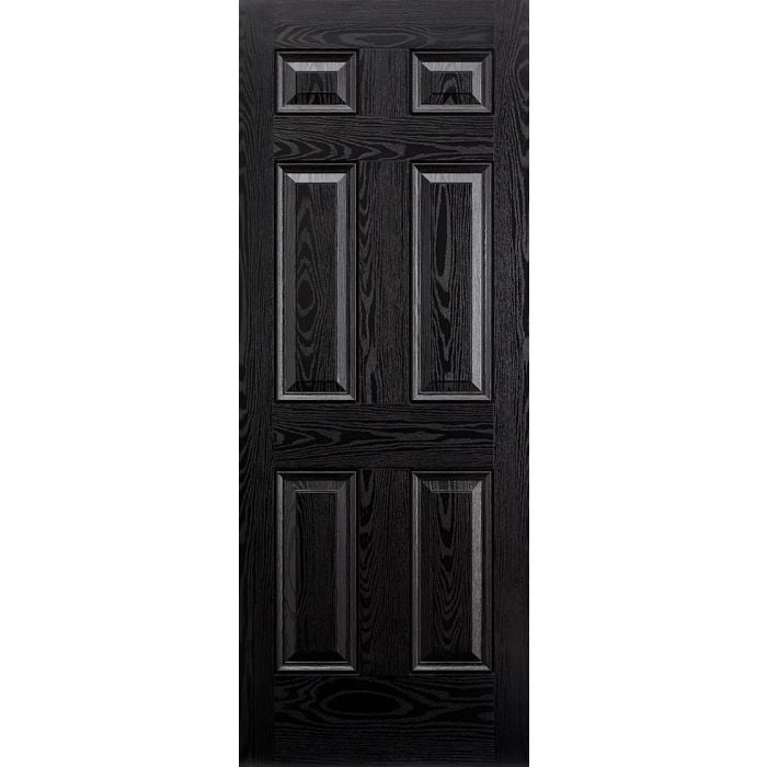 Colonial 6P GRP External Door - 1981 x 838mm Black out/White in GRPCOLBLA33