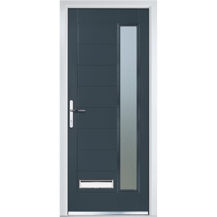 Crystal GRP Door with Long Glass (Right Hand) 920 x 2055mm Obscure - Grey