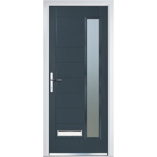 Crystal GRP Door with Long Glass (Right Hand) 920 x 2055mm Obscure - Grey