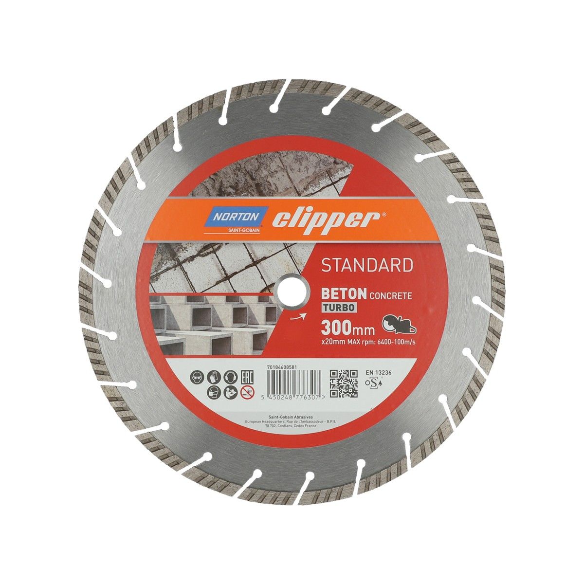 Norton Clipper Diamond Blade for Concrete 300 x 20mm Red