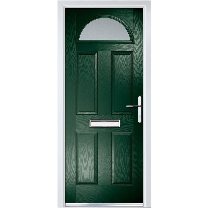 Crystal GRP Door 4 Panel & Sunburst Glass (Left Hand) 920 x 2055mm Obscure - Green