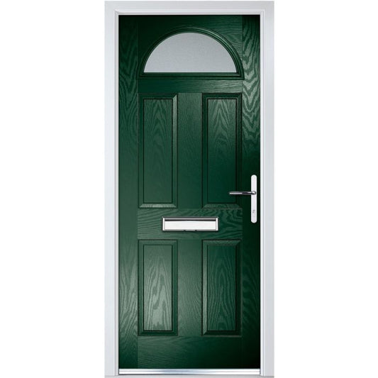 Crystal GRP Door 4 Panel & Sunburst Glass (Left Hand) 920 x 2055mm Obscure - Green