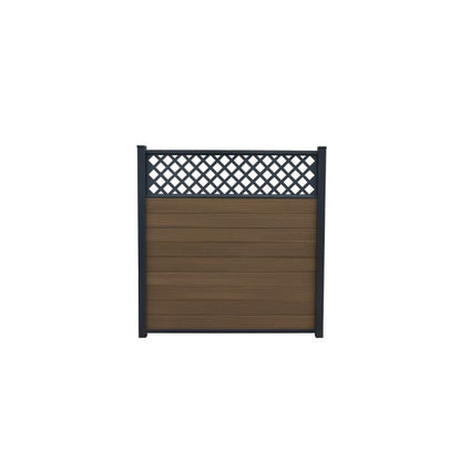 Piranha In-Ground Composite Fence Kit inc Diagonal Trellis 6ft - Brown Cedar