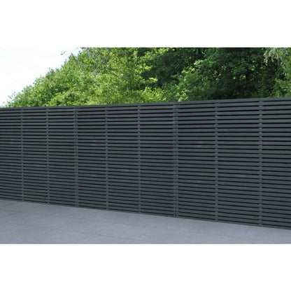 Forest Contemporary Double Slatted Fence Panel 1.8m x 1.8m Treated Anthracite Grey (Pack of 4)