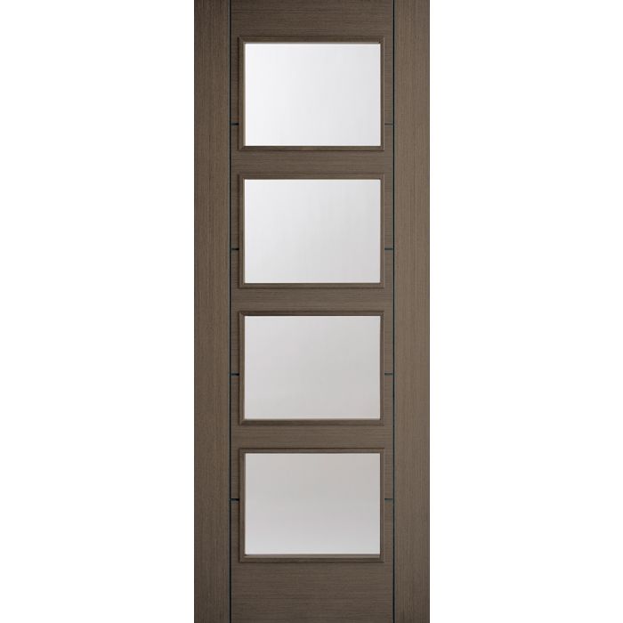 Vancouver Solid Core Internal Door - Prefinished - 4L Clear Glazed 1981 x 762mm Chocolate Grey CHGVAN4L30
