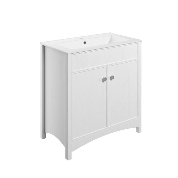 Modbury Floor Standing Vanity Unit & Basin 810mm - Satin White Ash