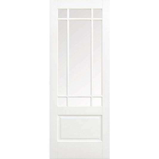 Downham Solid Core Internal Door - Primed - Clear Bevelled Glazing 1981 x 762mm White WFDOWCG30