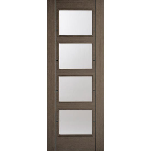 Vancouver Solid Core Internal Door - Prefinished - 4L Clear Glazed 1981 x 686mm Chocolate Grey CHGVAN4L27