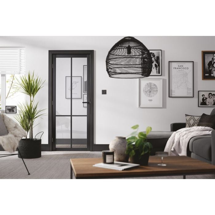 LPD Liberty 4L Glazed Internal Door 1981 x 762mm Black Primed