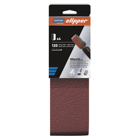 Norton Clipper P120 Sanding Belt 100 x 610mm (Pack of 4)