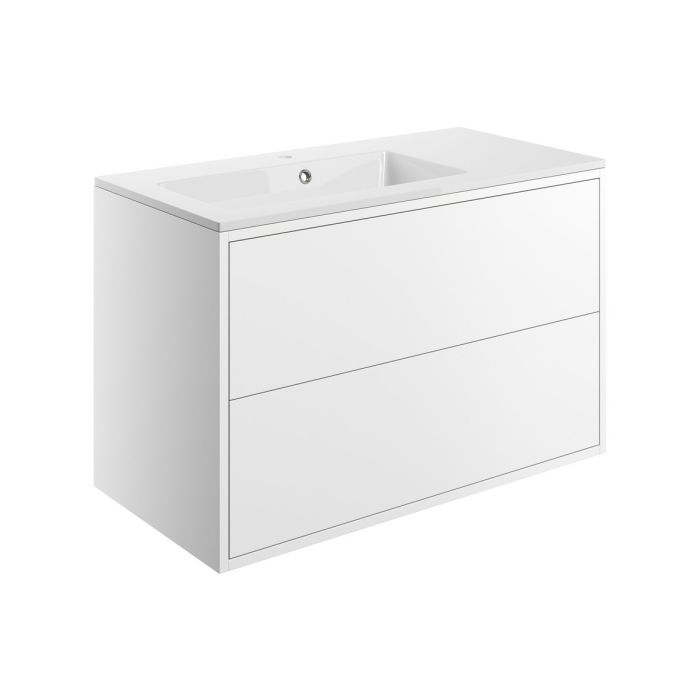Dorchester 2 Drawer Wall Vanity Unit (Basin Included) 900mm - Matt White