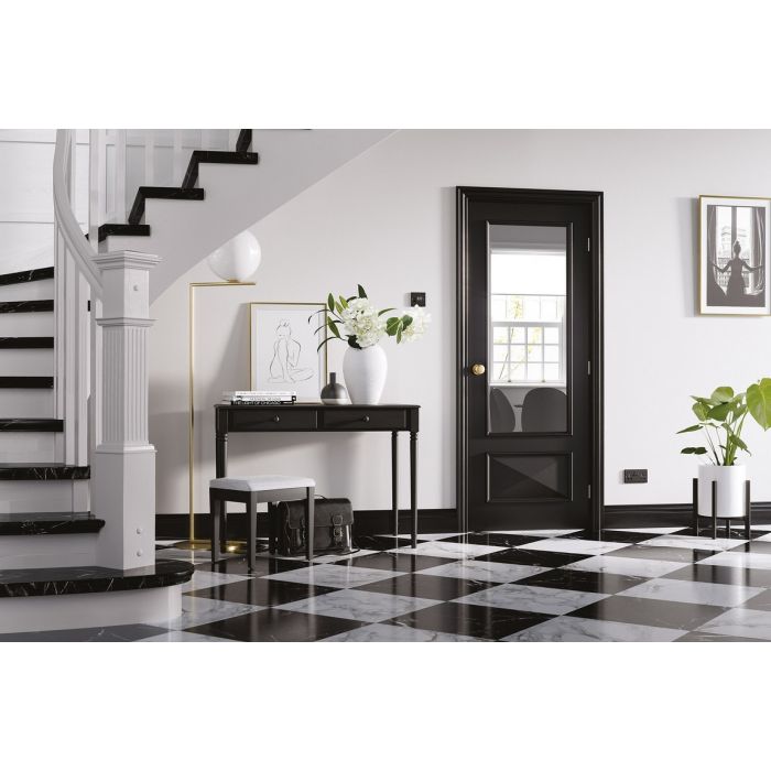 LPD Knightsbridge 1L Clear Bevelled Glazed Internal Door 1981 x 762mm Black Primed Plus