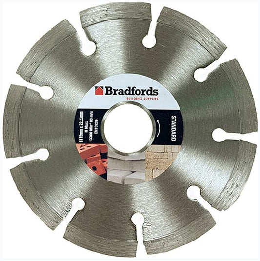 Bradfords Standard Segmented Diamond Blade 115mm x 22.23mm