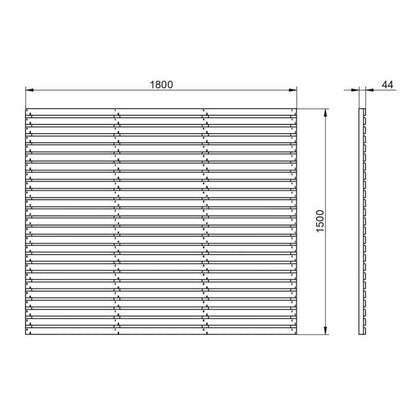 Forest Contemporary Slatted Fence Panel 1.8mtr x 1.5mtr - Treated Timber (Pack of 3)