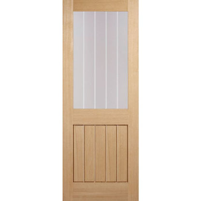 Mexicano Solid Core Internal Door - Unfinished - 1L Silkscreen Glazed 1981 x 686mm Oak OMEX1L27