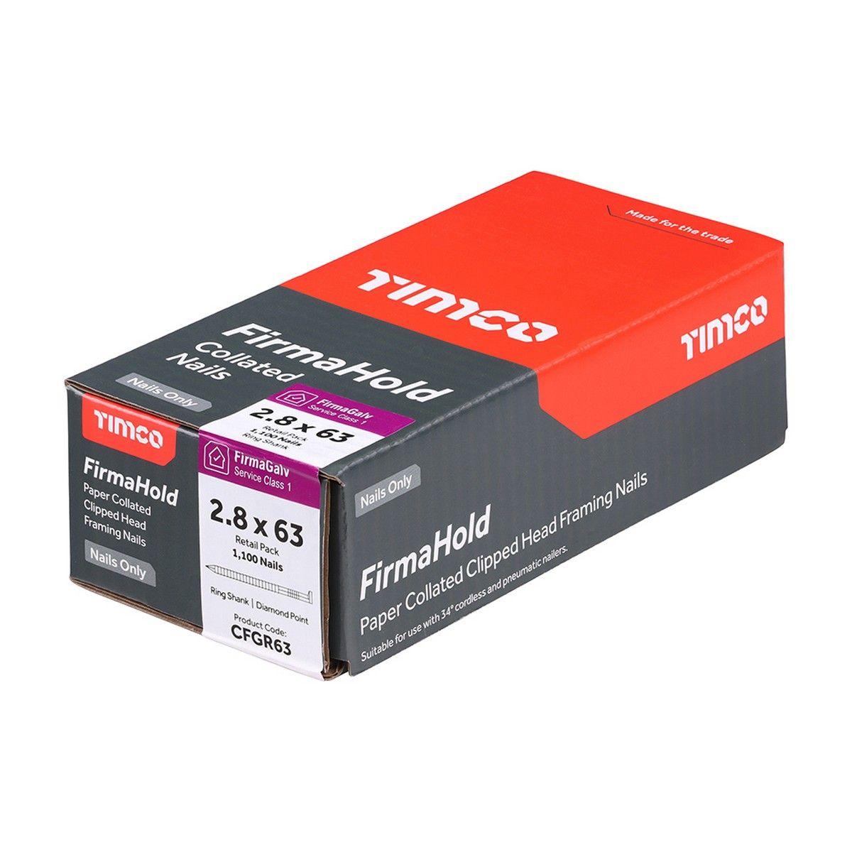 FirmaHold Ring Shank Firmagalv Nails 2.8 x 63mm (Box of 1100)