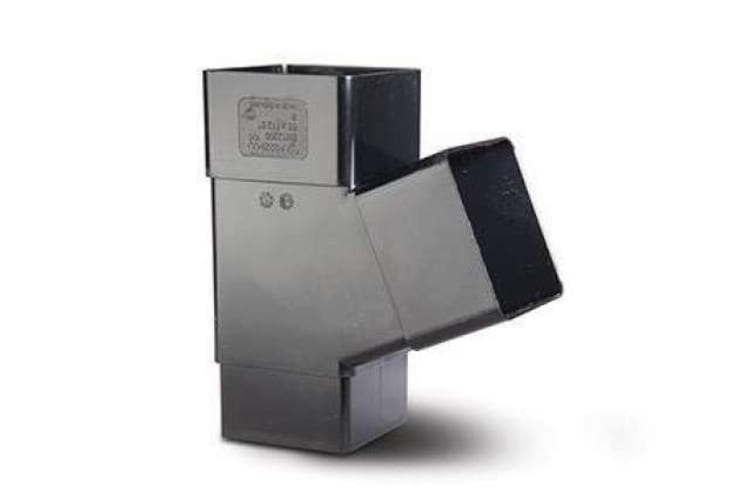 65mm Square Downpipe Branch 112.5 Degree Black – Efficient Rainwater Diversion