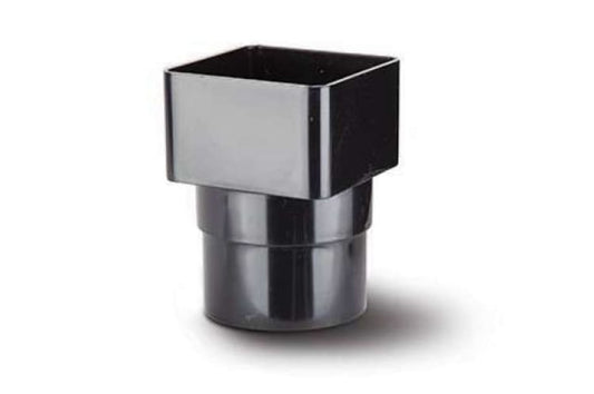65mm Square Downpipe to Round Adaptor Black – Smooth Rainwater Transition