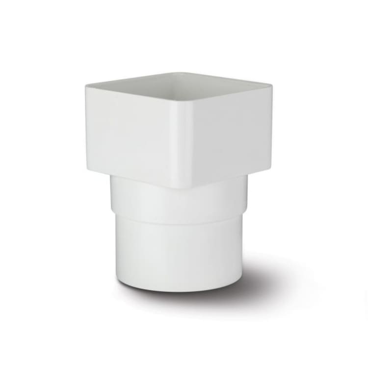 65mm Square Downpipe to Round Adaptor White – Smooth Transition for Rainwater