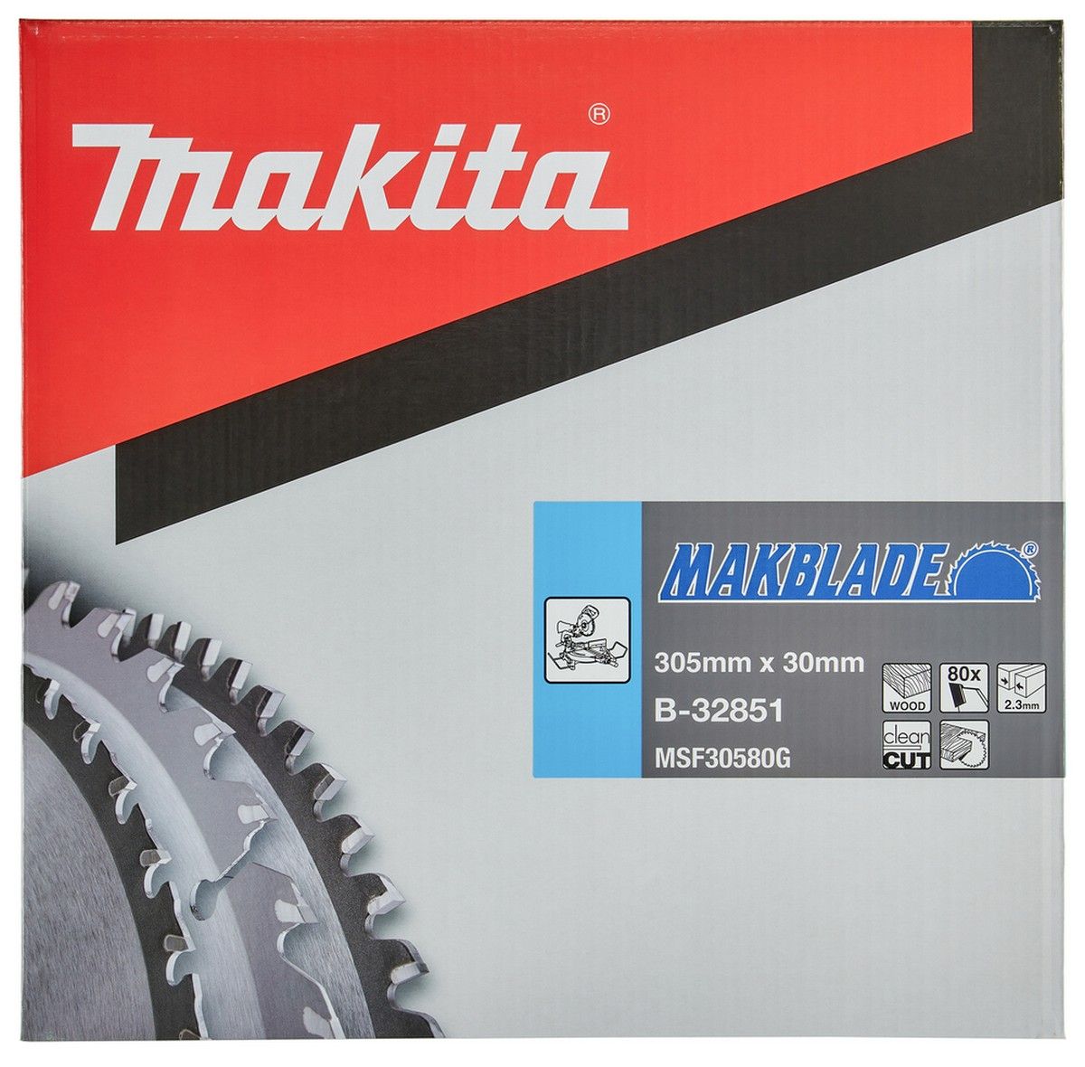 Makita Mitre Saw TCT Blade 305mm x 2.3mm Kerf - 30mm Bore x 80T