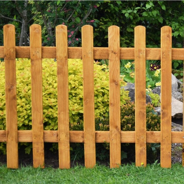 Forest Pale Picket Fence Panel 6ft x 3ft (1.83m x 0.9m) Treated Golden Brown (Pack of 3)