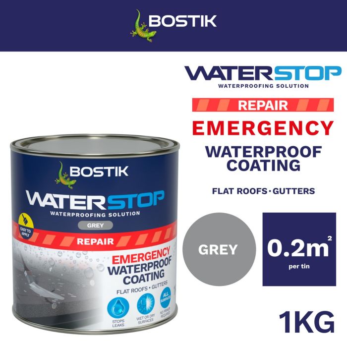 Bostik WATERSTOP Emergency Waterproof Coating 1kg - Grey