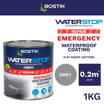 Bostik WATERSTOP Emergency Waterproof Coating 1kg - Grey