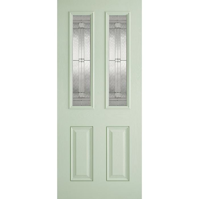 Malton GRP External Door - Leaded DG 2032 x 813mm Green out/White in GRPMALGRN32