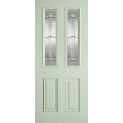 Malton GRP External Door - Leaded DG 2032 x 813mm Green out/White in GRPMALGRN32